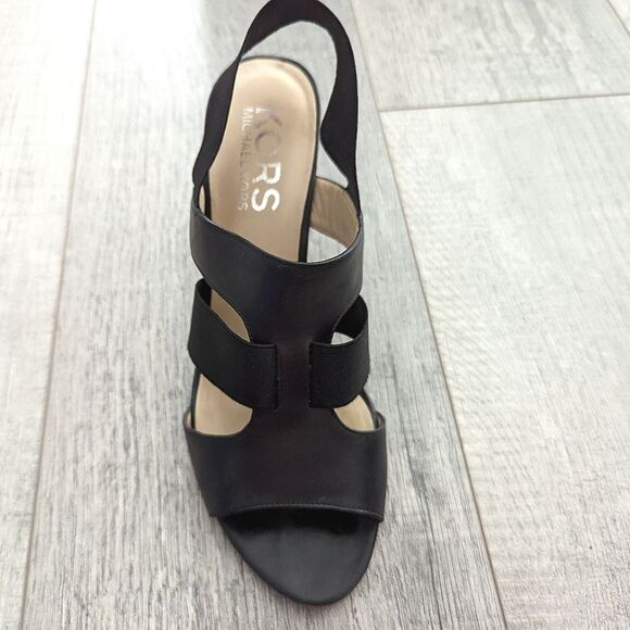 Michael Kors ONE right Sandal in black leather Sz 10 - Picture 1 of 10